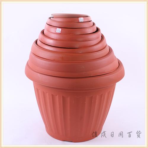 园艺用品 圆形花盆 竖条状圆盆 塑料花盆 蔬菜花卉盆